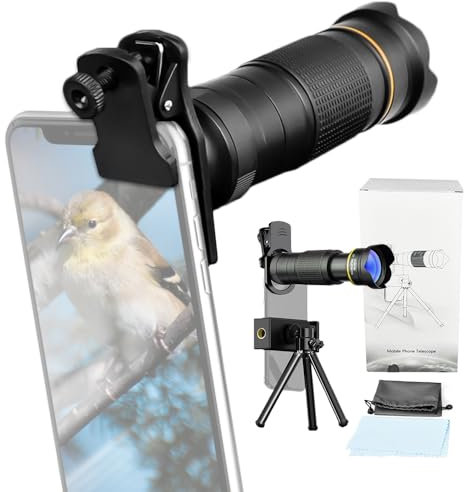 Andoer Kit de Lentes teleobjetivo para teléfono 36X con Mini trípode Clip para teléfono Soporte para teléfono Bolsa para Lentes Paño de Limpieza para Caminatas Camping Observación de Vida silvestre