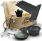 Arebos 9-teilig Dutch Oven Set I Holzkiste I Eingebrannter Feuertopf mit viel Zubehör I Inkl Schutzhandschuhe I Set aus Gusseisen I Ideal beim Campen und zu Hause
