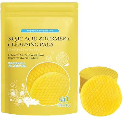 40 Stück Kojisäure Und Kurkuma Pads | Kojics Acid Turmeric Cleansing Pads | Mit Kurkuma Kojic Säure Pads Angereicherte Schäumende Peeling Pads, Kurkuma Peeling Reinigungs Pads