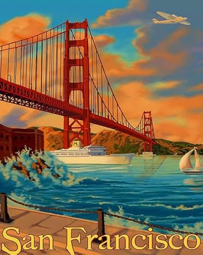 WDZFF Jigsaw Puzzle 1000 Teile San Francisco Stadt Reise Landschaft Poster Holz Bunt Fähigkeitsspiel Für Die Ganze Familie Erwachsene Xe130Ws