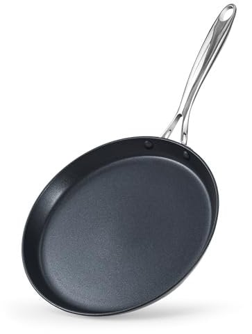 Cooks Standard Crepe Pan Hard Anodized Ceramic Nonstick Pancake Pan, 10.5-inch Griddle Dosa Tawa Tortilla Skillet Pan Induction Cookware, Black