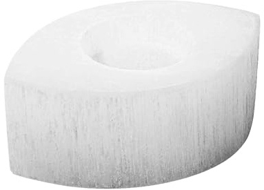 NKlaus Selenit-Teelichthalter Auge, handgeschliffen, 10,5 cm | Kerzenhalter für Harmonie, Schutz, Meditation, Reiki und spirituelle Räume, Breite: 6,5cm, Gewicht: 410g