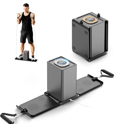SR3 Smart Home Gym Workout Cable Machine | Foldable Portable, Multi-Level Resistance Adjustable Trainer, HD Display | Home & Outdoor Fitness,Full Body Strength Training Fitness Exercise Machine