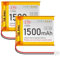 Lot de 2 batteries Lipo 3,7 V 1500 mAh 604050 - Batterie rechargeable au lithium polymère avec connecteur Micro JST 1.25 - Circuit de protection intégré pour appareils électroniques