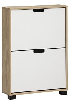 Schildmeyer Schuhschrank Schuhkipper Emmik 159443, weiß Eiche Dekor/weiß matt, 59,8 x 19,5 x 85,2 cm