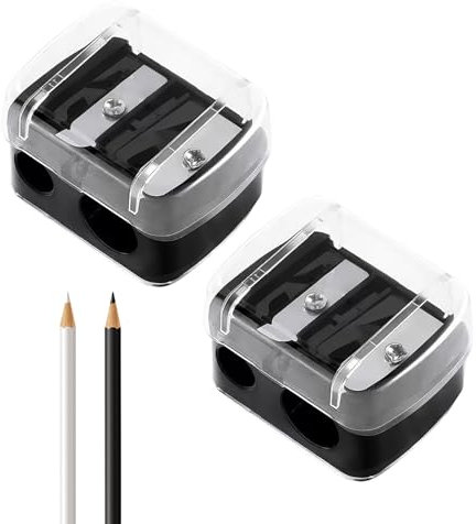 2 Stück Makeup Sharpener Anspitzer, Spitzer Kosmetikstifte, Tragbare Anspitzer Dicke Stifte, Doppelanspitzer für Dicke, Dünne Stifte, Manueller Bleistiftspitzer mit Abdeckung für Augenbrauenstift