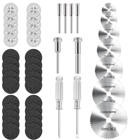 45Pcs gupawix Cutting Wheel Kit for Dremel Rotary Tools,Diamond Cutting Discs,HSS Circular Saw, Fiberglass Cut-Off Wheels with 6Pcs Mandrels Rotary Tool Accessories for Cutting Metal, Wood, Stone, PVC