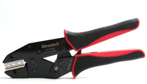 Newdeli Draht Crimpzange für Solarsteckverbinder - AWG 14 12 10 MC4 Crimpzange Ratsche Draht Crimper für MC4 Stecker Ratsche Crimpzange Crimp Tool