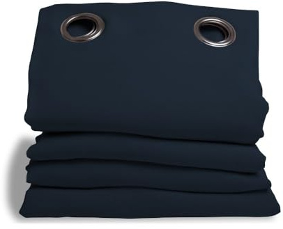 Moondream DecibelControl™ Akustikvorhang 3in1 | Lärmschutz | Thermoisolierung Winter+Sommer | 100% Verdunkelung | Patentierte Technologie | EU Herstellung | Ösen | Blau MC412 | 140B x 260H cm
