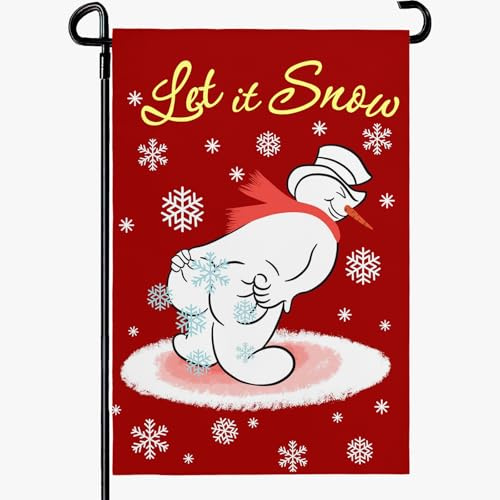 Dacawin Bandiera invernale da giardino con pupazzo di neve Let It Snow Bandiere da cortile su entrambi i lati rosso Christma banner da parete verticali per feste natalizie stella di Natale banner per