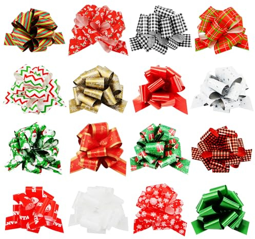 Yuaerbuo 32 Stück geschenkschleife Weihnachten Pull Bowsd 13 cm, Geschenkschleifen Weihnachten Weihnachts Schleifen Zubehör für Weihnachten Geschenkverpackung, Weihnachtsdeko 16 Gemischte Farben