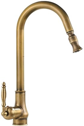 TYMYW Rubinetto Cucina con Doccia Estraibile Miscelatore Girevole A 360° Rubinetto Cucina Ottone Antico Maniglia Singola Foro Singolo