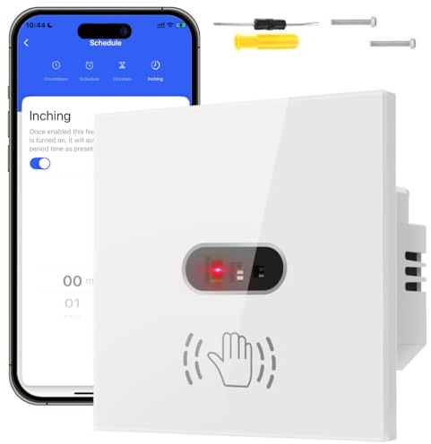 Acmerota Smart Motion Sensor Light Switch Wifi Motion Sensor Hand Wave Switch, 8cm Sensor Switch 10A, Voice Contral Suitable for Bedroom Kitchen Bathroom (Support No-Neutral & Neutral Required)