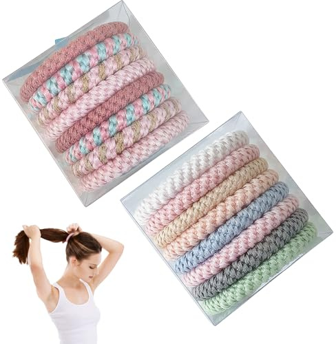 16 Stück Haargummis Mädchen, Bunte Elastische Haargummis, Weiches Geflochtenes Haargummi für Dickes, Glattes und Lockiges Haar, Stylisch Pferdeschwanz Inhaber
