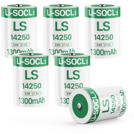 Piles au Lithium LS14250 1/2AA 3,6 V 1300 mAh pour Collier de Laisse Dogwatch R9 : Sauvegarde de la Mémoire, Horloges en Temps Réel, Compteurs de Consommation (Non Rechargeables)(Lot de 6)