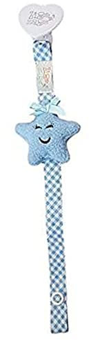 Zigozago - Handgefertigte Schnuller-Clip Schnullerkette kleiner Stern (Blau)