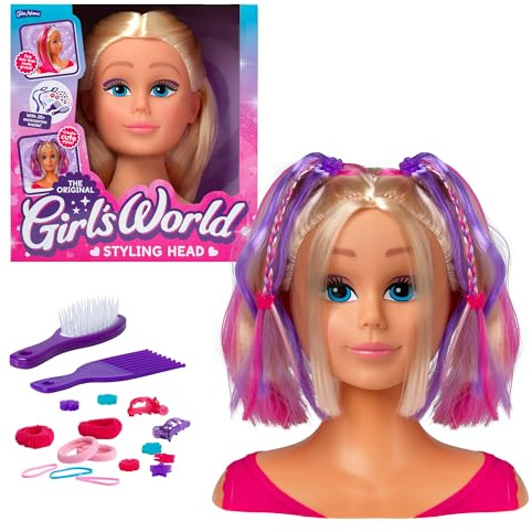 John Adams | Girl's World Styling Head: style & accessorise with pink hair that really grows | Fashion Dolls | Ages 4+