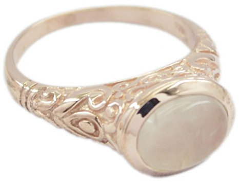 RIYO Fair Rose Quarz 925 Sterling Silber Roségold rosa Ring Designer 49