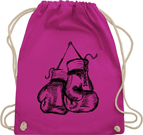 Turnbeutel Rucksack - Kampfsport - Boxhandschuhe - Unisize - Fuchsia - boxen kinderturnbeutel sport boxing umhängebeutel boxer tasche kinder 25. geburtstag boxhandschuh beuteltasche gloves bag