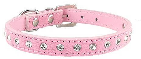 Newtensina Stilvolle Hundehalsband weiche Wildleder niedliche Bling Hundehalsband mit Diamante