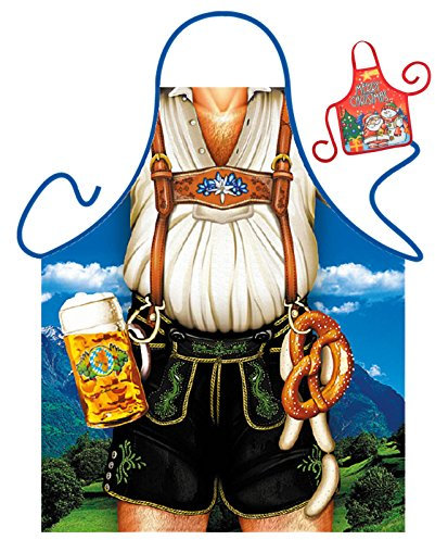 Tini - Shirts Bayrische Tracht Kochschürze sexy Motiv Schürze Oktoberfest Volksfest : Bayerischer Mann - Weihnachtssgeschenk-Set - Deko Geschenk Flasche Weihnachten