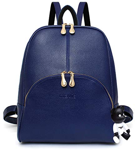 DEERWORD Damen Rucksack Taschen Frauen Elegant Tasche Stadtrucksack Rucksackhandtasche Vintage PU-Leder 5035 1-teilig set Blau