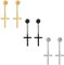 JewelryWe Schmuck 3 Paare Ohrringe, Kreis Ohrstecker mit Baumelnde Kreuz für Herren Damen Jungen, Edelstahl, Schraube Wieder, Silber/Gold/Rosegold