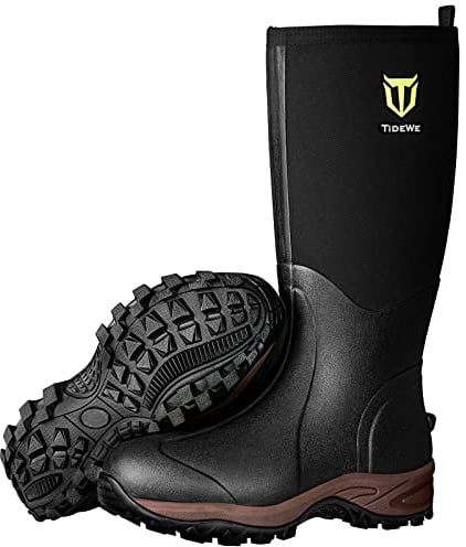 TIDEWE Rubber Neoprene Boots for Men and Women, Rain Boot, Black,M8/W9