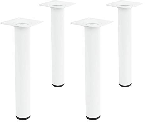 Amig 4er Set Tischbeine Rund Weiß Höhe 500mm ø 30mm Möbelfüße Stuhlbeine aus Metall