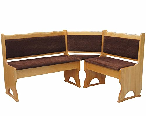 k koma Polster Eckbank Kiefer Holz, Alder Farbe mit Polsterung MASSIVHOLZ - NEU BRAUN (120 x 200)
