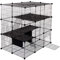 ELIGHTRY Freigehege für Kaninchen & Kleintiere - 52-teiliges DIY-Set mit Tür und Leiter (35x35cm/Platte, 109x109x74 cm) - Auslaufgitter für Meerschweinchen, Hasen, Hamster, Schwarz