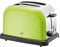 KHG Edelstahl Toaster mit Brötchenaufsatz, 2 Scheiben | 6 Bräunungsstufen mit Bräunungskontrolle, Krümelfach | 1000W Leistung | Außengehäuse - Limettengrün, Retro, Vintage, American Diner Style