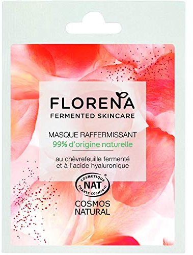 FLORENA Masque raffermissant visage à l’Acide Hyaluronique, au Chèvrefeuille et à l’Huile d’Olive Fermentés (1 x 8 ml), soin visage tous types de peaux, masque visage fermeté