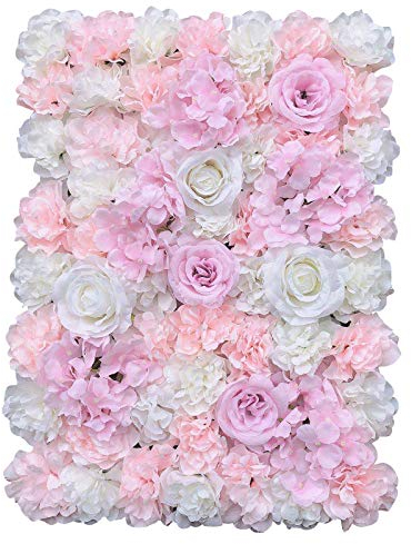 RainWeel 12 Stücke Künstliche Blumenwand Kunstblumen Panel für Garten Hochzeit Dekor 60 x 40cm Lila Weiß