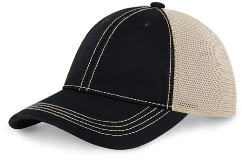 CHOK.LIDS Vintage Distressed Trucker Hut verstellbare Rückseite Unisex Kopfbedeckungen (Schwarz)