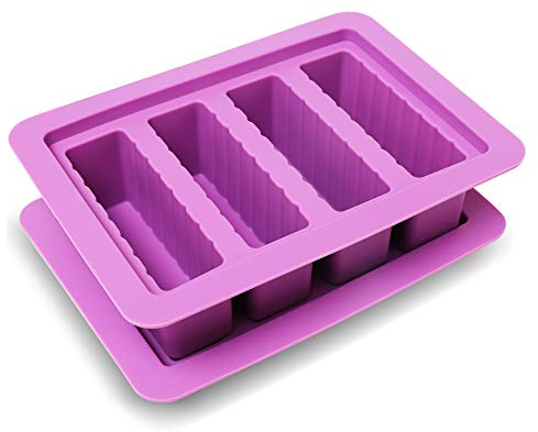 Veradant Butterform mit Deckelaufbewahrung: Die Silikon-Butterformen mit 4 großen Aufbewahrungsmulden für Butter, Brownies, Eis, Seifenriegel, Energieriegel und Schokolade