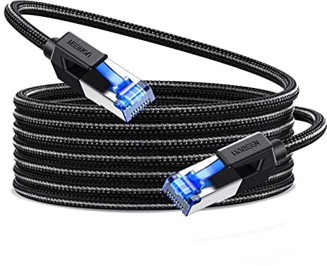 UGREEN Cable de Red Ethernet Cat 8 Lan 40Gbps 2000MHz Trenzado con Conector RJ45, Compatible con Steam Deck PS5 PS4 Xbox X/S PC TV Box Router Servidor NAS, 20 Metros