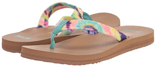 Sanuk Damen Ashland Soft Top Tie Dye Flipflop, Turquoise Multi, 37.5 EU