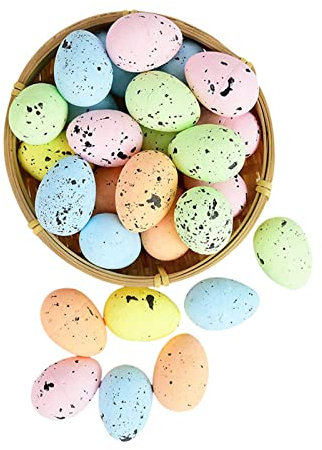 RNCOZE 100 Stück Ostereier, Ornament, bunte Schaumstoff-Eier, künstliche gesprenkelte Taubeneier, Ostereier für Ostern, Zuhause, festliche Dekoration (3 cm)