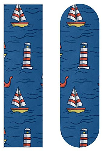 Sailboat and Octopus Skateboard-Griptape, Schleifpapier, Longboard, Aufkleber, Scooter, Deck, Sandpapier, 2 Stück