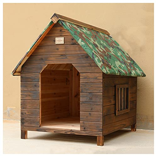 JYCCH Hundehütte aus Holz für den Außenbereich, wetterfest, große karbonisierte Hundehütte, große Hundehütte für den Außenbereich, klein, mittelgroß, Haustierhütte, 27,16 × 25,98 × 26,77
