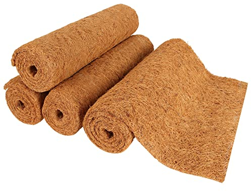 LOLYSIC 4 Pack Coco Liner Rolls, 40x100cm / 16x40 Hanging Basket Liner Rolls, Natural Coconut Coir Planter Liners Roll for Garden Wall Troughs Window Box Animal Pet Cage Matting
