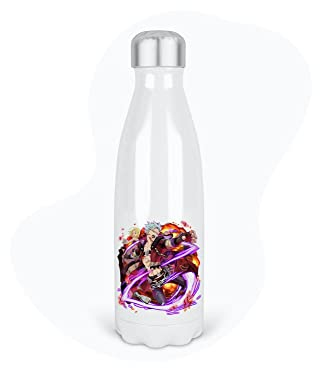 Bouteille Gourde Isotherme Acier INOX - Blanc - 350 ML - Enfant - imprimé Illustration Manga Anime - France (N°17)