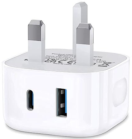 USB C Plug Charger Type C Fast Charge for iPhone 16/16e/16 Pro/16 Pro Max/15/15 Plus/15 Pro Max/14/14 Pro Max/13/13 Mini/13 Pro Max/12 Pro/11/11Pro//iPad Pro,20W USBC Port Power Adapter Wall Plug UK