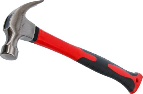 BGS Diy 91866 | Klauenhammer | 450 g | Fiberglasstiel | 2-Komponenten-Griff | Länge 340 mm | Klauenöffnung 8 mm | Hammerkopf aus Werkzeugstahl (C45) | zum Ziehen und Einschlagen von Nägeln