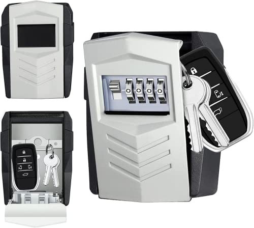 ZHEGE Key Safe Wall Mounted, Large Key Box with Code for 10 House Keys and Car Keys, Weatherproof Combination Key Lock Box Outdoor for Home, Office, Apartment, Airbnb Lock (Grey)