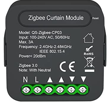 QS-Zigbee-CP03 Tuya ZigBee lit Curtain Swtich Modul Home Curtain Modification Module Handy Gerätefreigabe Timing-Funktion APP Fernbedienun Kompatibel mit Alexa Google Home Sprachsteuerung