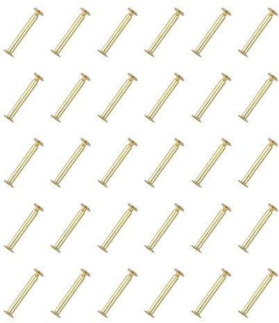 INCREWAY 50 Sets Binding Chicago Screws, 5mm x 18mm Brass Plated Binding Screw Binder Post, Brass Tone