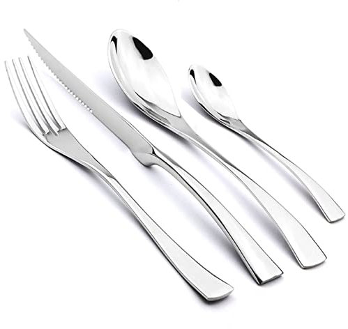 Besteck Set Besteckset Aus 18 10 Edelstahl Geschirr Steakmesser Gabel Löffel Teelöffel Geschirr 4 Teilig Silber