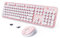 Combo de teclado y mouse inalámbricos, teclado ergonómico de tamaño completo, teclado redondo retro, compatible con Windows, PC, perfecto para teclados del hogar y la oficina (rosa encantador)